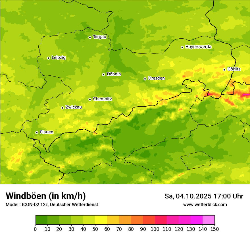 Modellkarten Windgeschwindigkeit