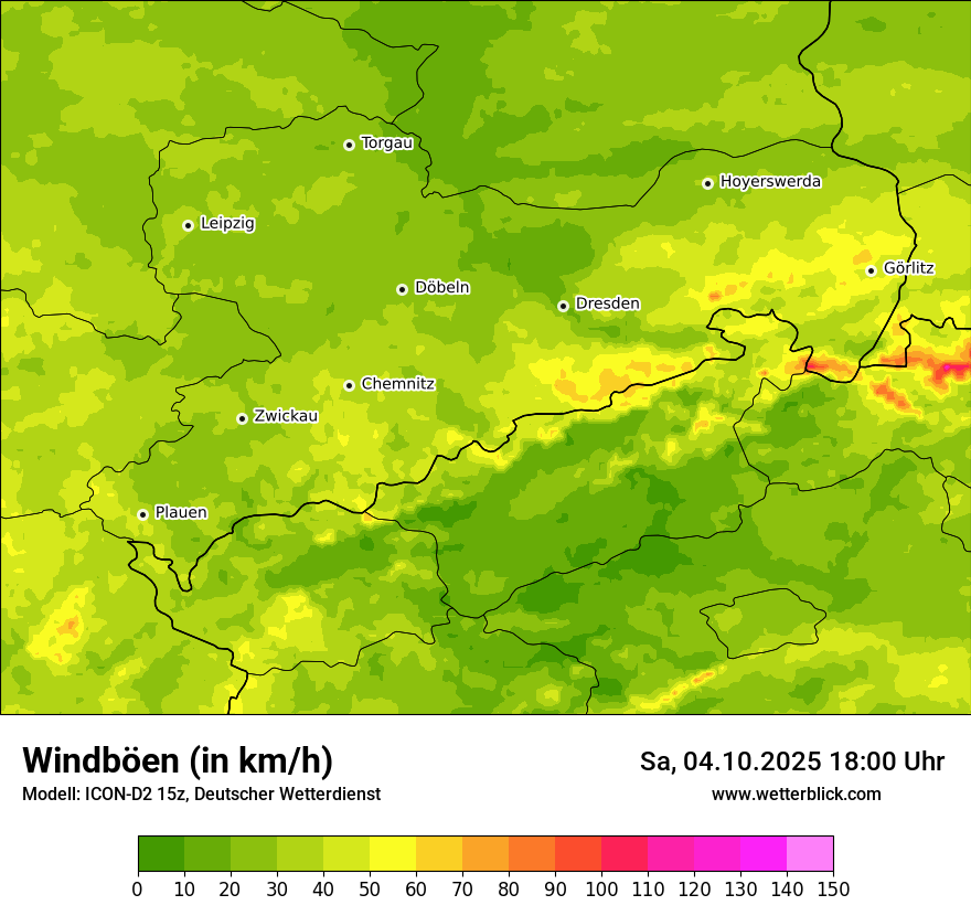 Modellkarten Windgeschwindigkeit