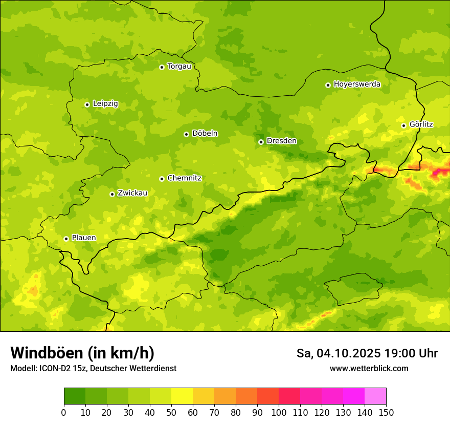 Modellkarten Windgeschwindigkeit