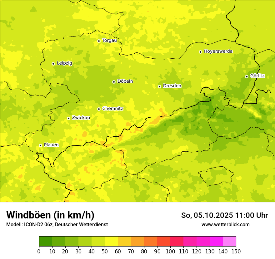 Modellkarten Windgeschwindigkeit