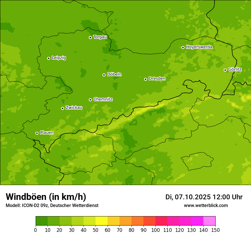 Modellkarten Windgeschwindigkeit