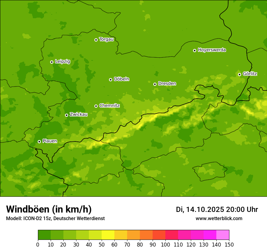 Modellkarten Windgeschwindigkeit