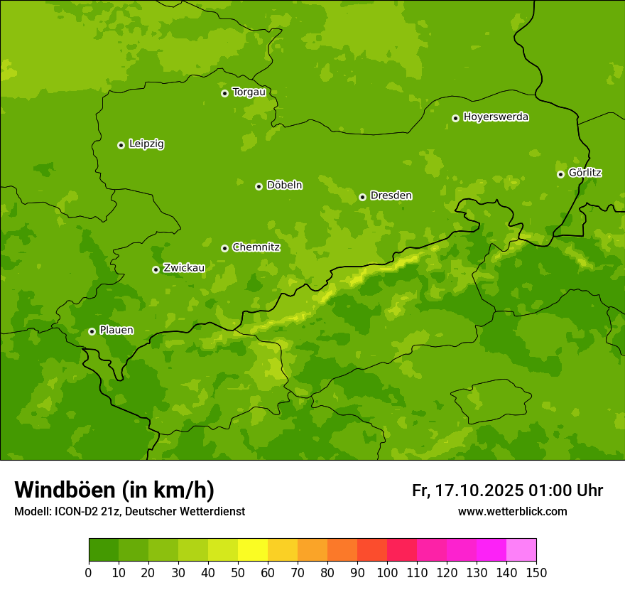 Modellkarten Windgeschwindigkeit