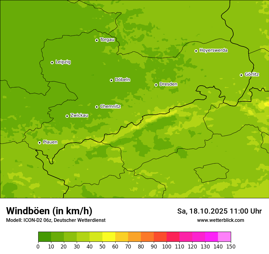 Modellkarten Windgeschwindigkeit