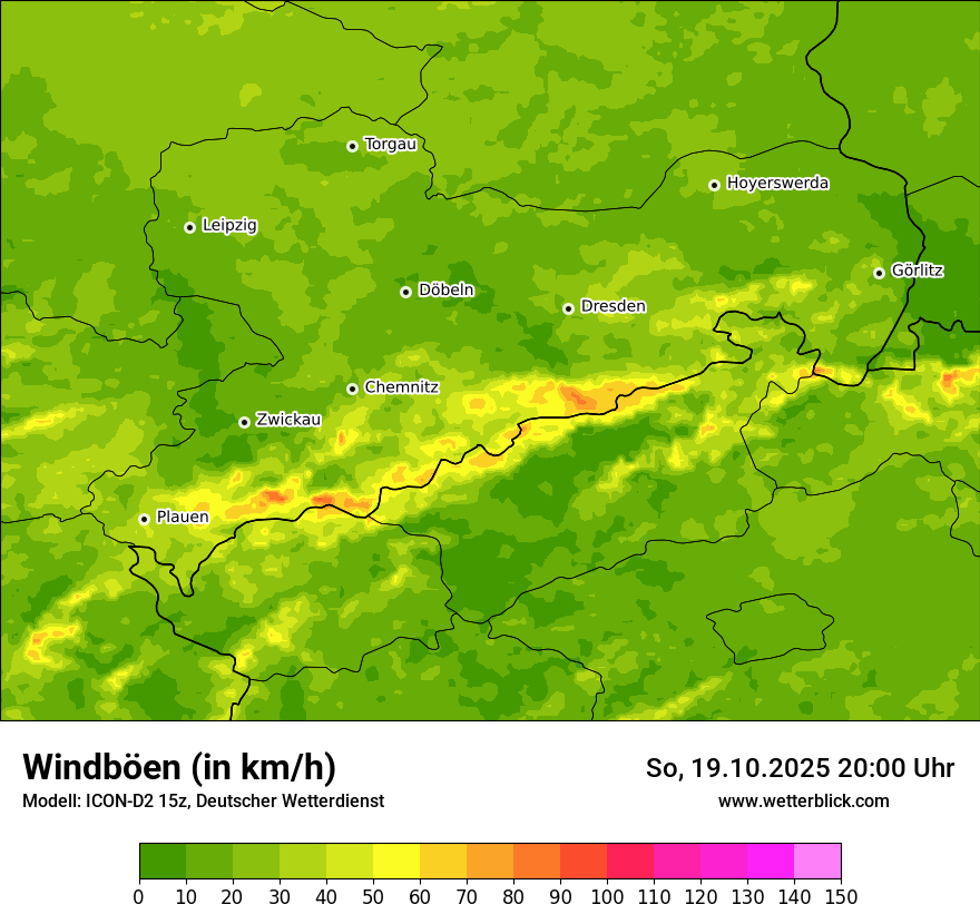 Modellkarten Windgeschwindigkeit