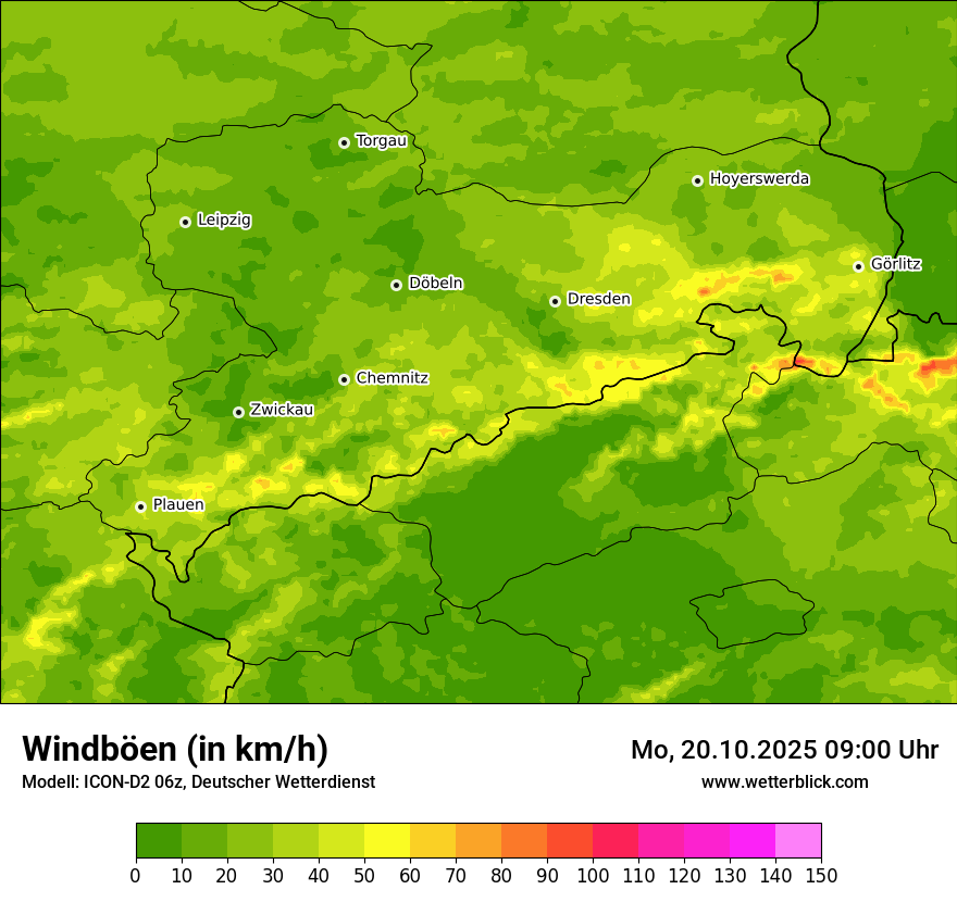 Modellkarten Windgeschwindigkeit