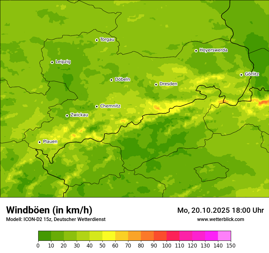 Modellkarten Windgeschwindigkeit