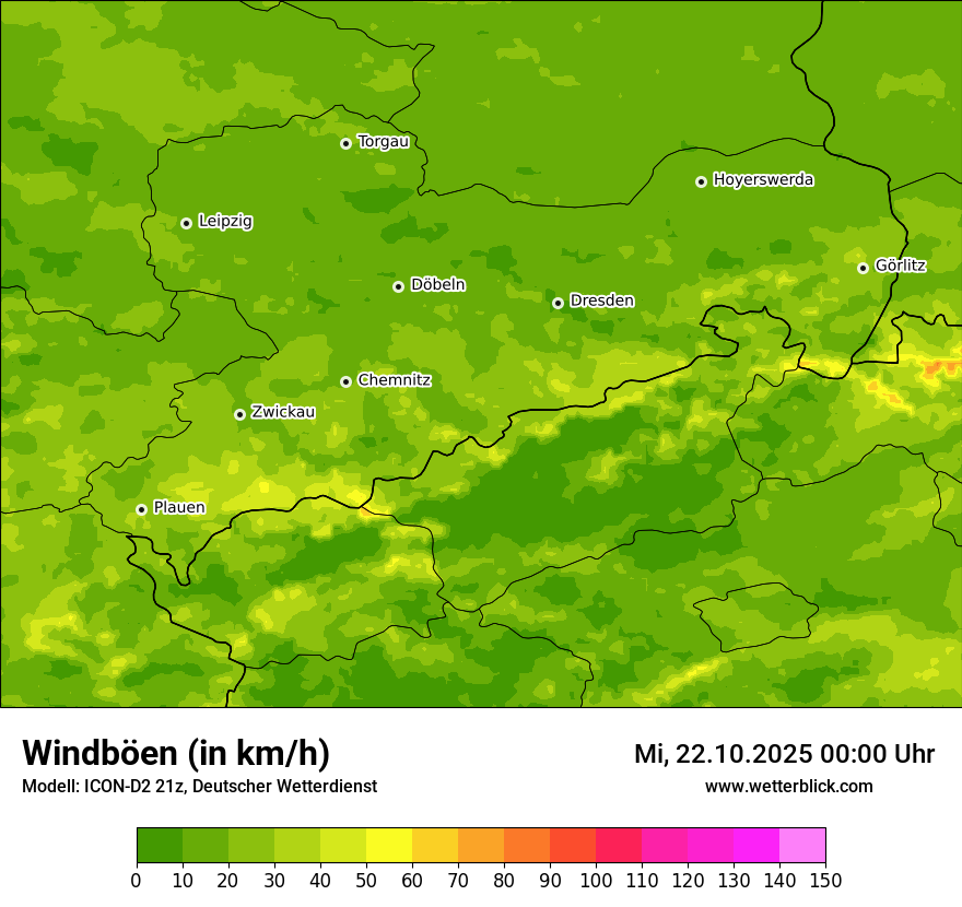 Modellkarten Windgeschwindigkeit