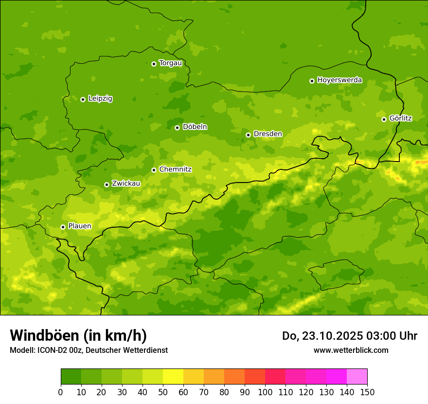 Modellkarten Windgeschwindigkeit