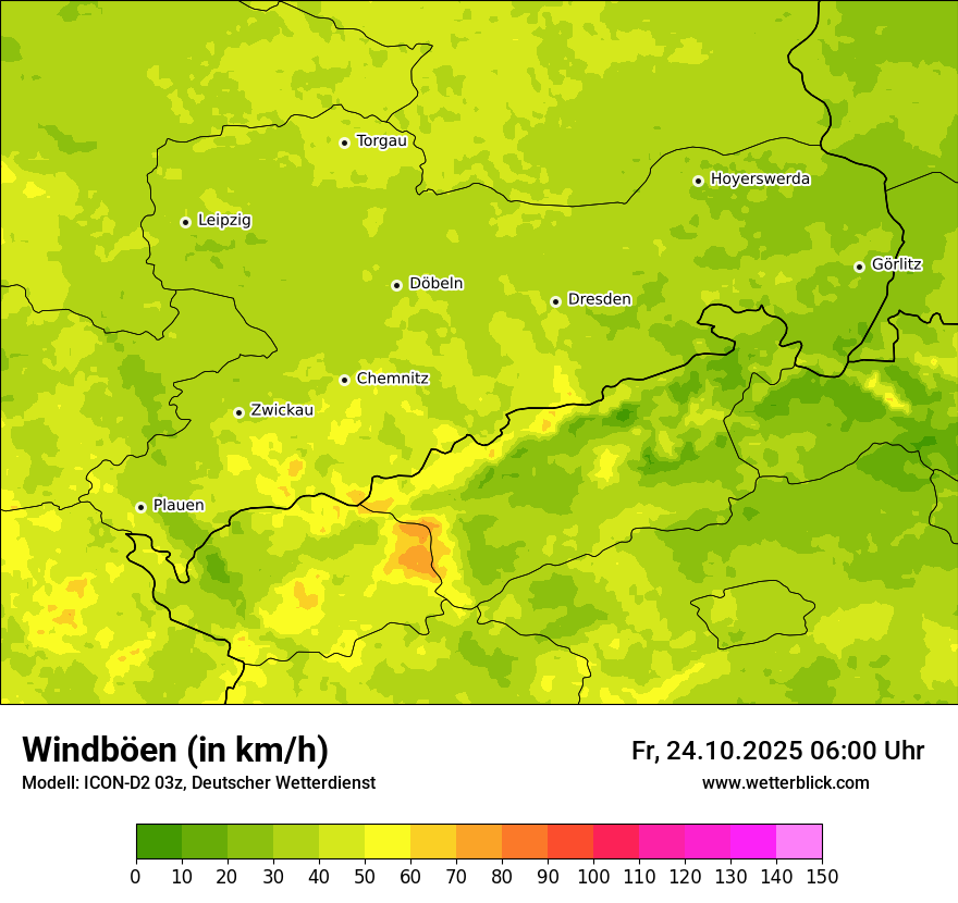 Modellkarten Windgeschwindigkeit