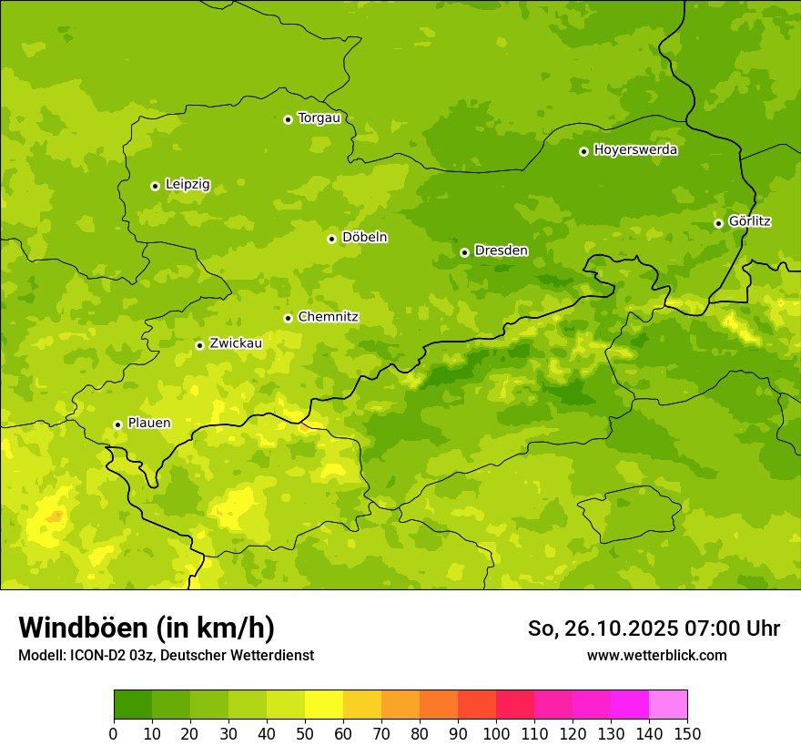 Modellkarten Windgeschwindigkeit