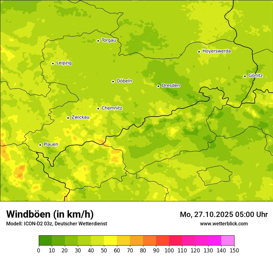 Modellkarten Windgeschwindigkeit