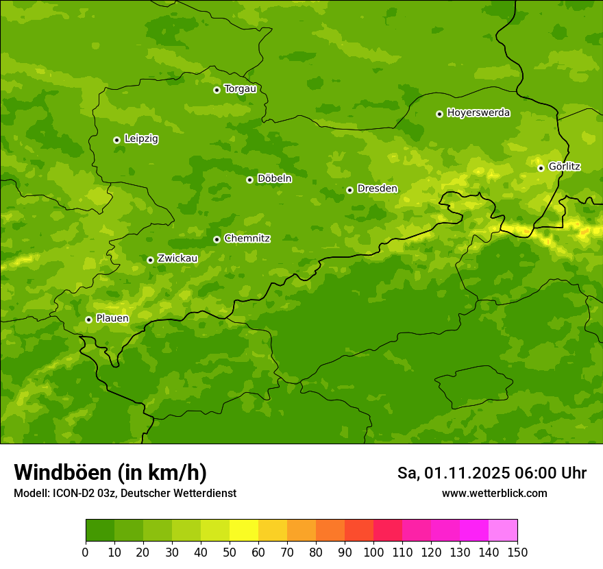 Modellkarten Windgeschwindigkeit