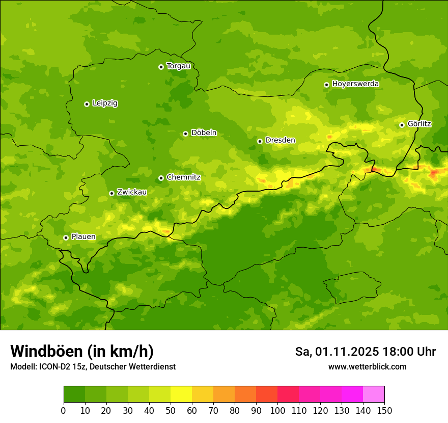 Modellkarten Windgeschwindigkeit