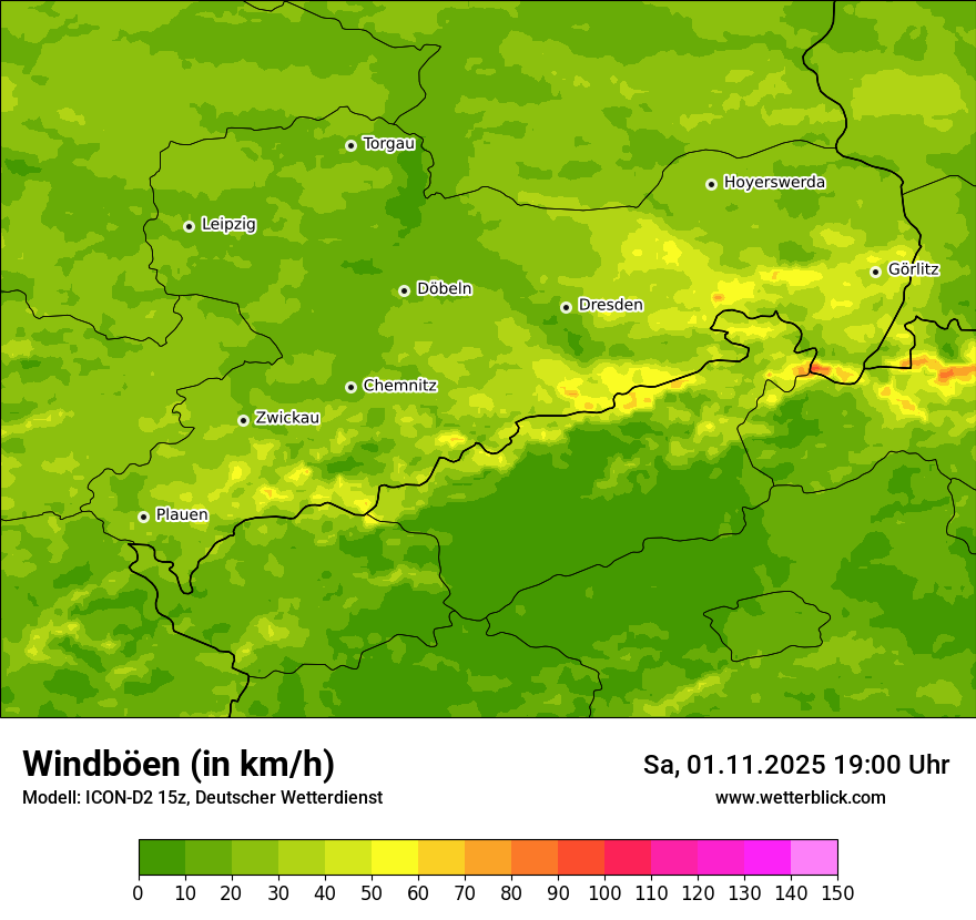 Modellkarten Windgeschwindigkeit
