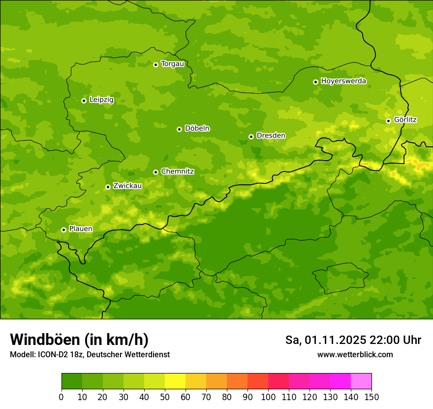 Modellkarten Windgeschwindigkeit