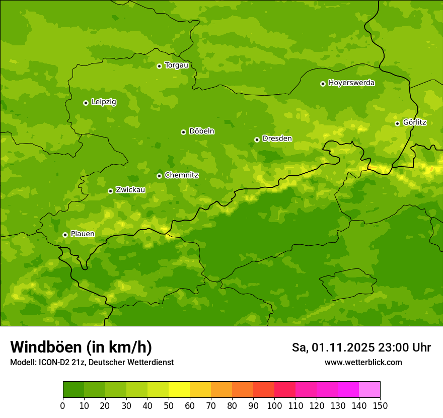 Modellkarten Windgeschwindigkeit
