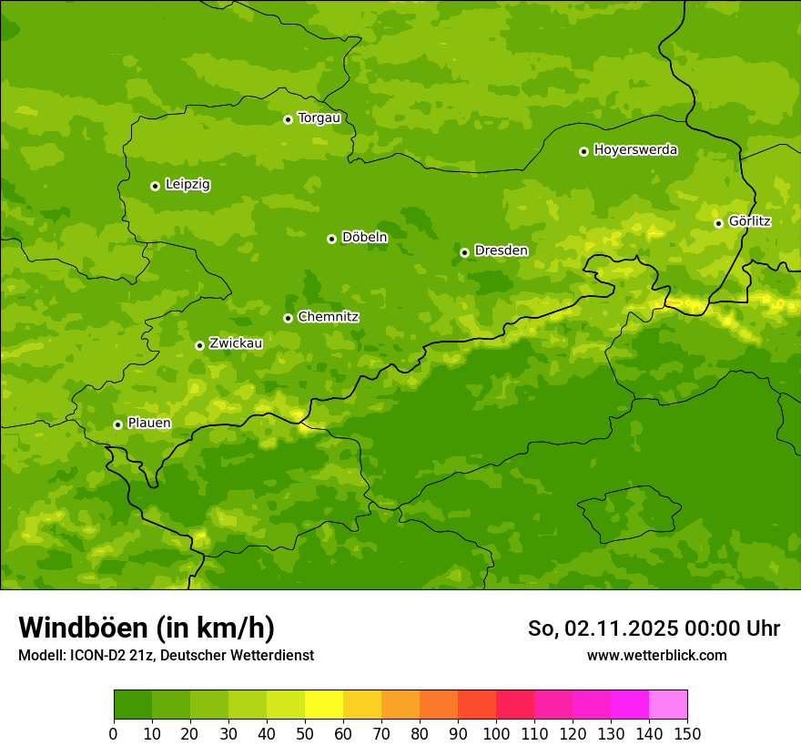Modellkarten Windgeschwindigkeit