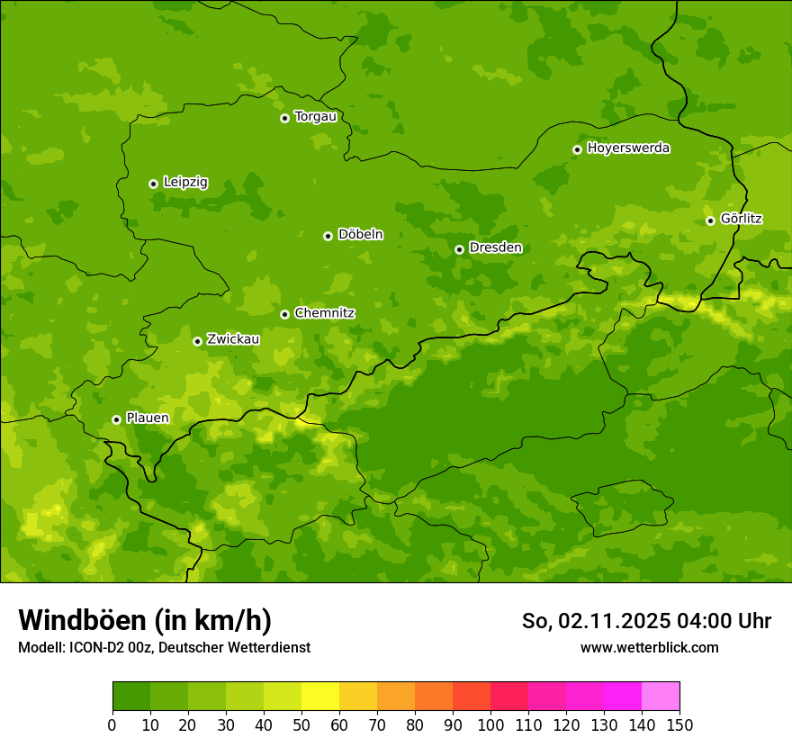 Modellkarten Windgeschwindigkeit