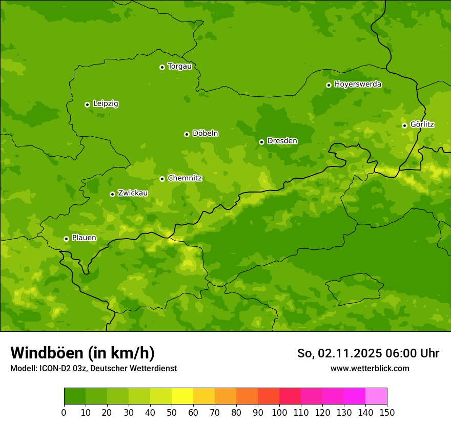 Modellkarten Windgeschwindigkeit