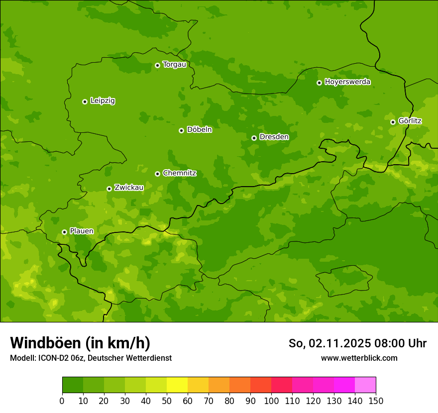 Modellkarten Windgeschwindigkeit