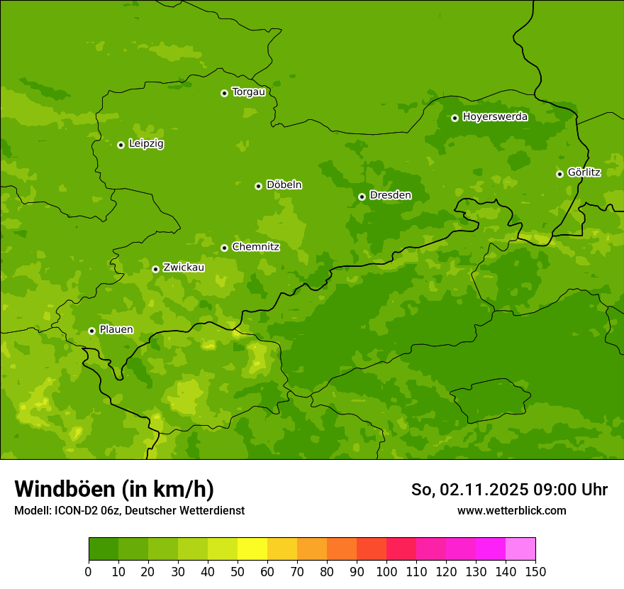 Modellkarten Windgeschwindigkeit