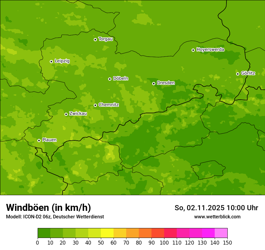 Modellkarten Windgeschwindigkeit