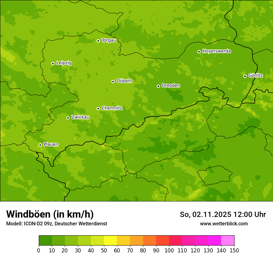 Modellkarten Windgeschwindigkeit
