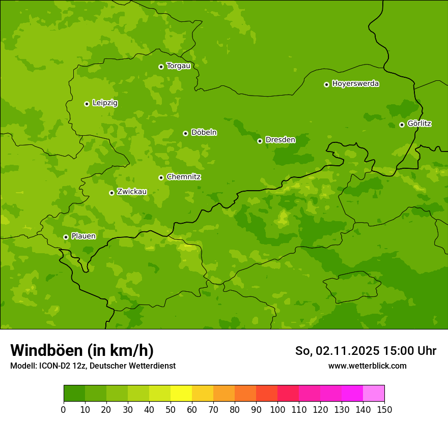 Modellkarten Windgeschwindigkeit