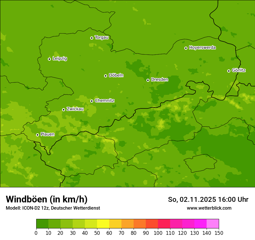 Modellkarten Windgeschwindigkeit