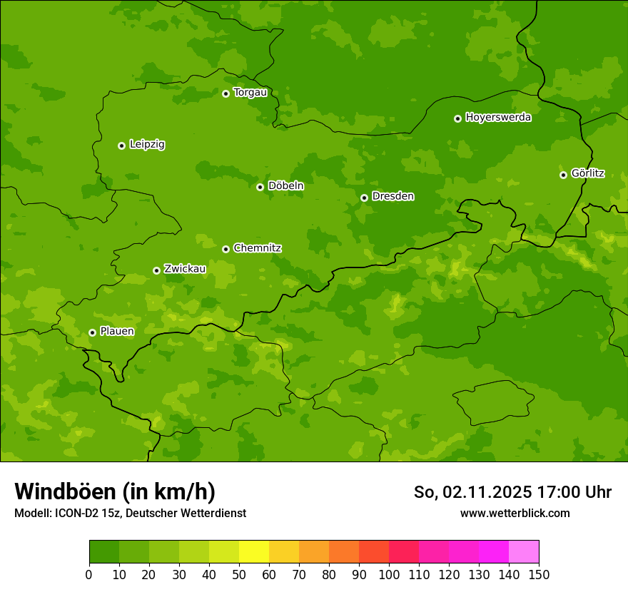 Modellkarten Windgeschwindigkeit