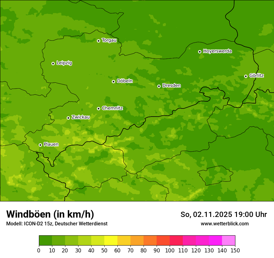 Modellkarten Windgeschwindigkeit