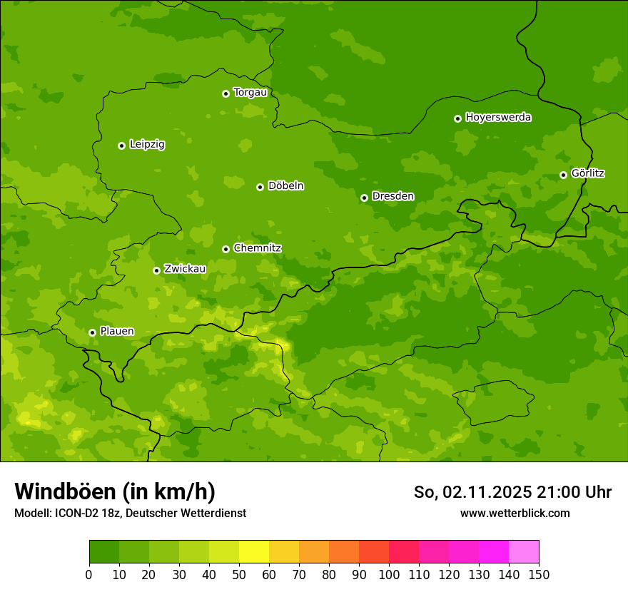 Modellkarten Windgeschwindigkeit
