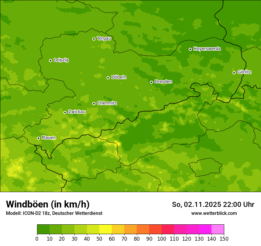 Modellkarten Windgeschwindigkeit