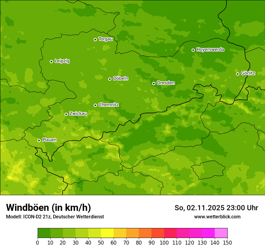 Modellkarten Windgeschwindigkeit