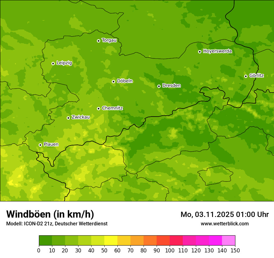 Modellkarten Windgeschwindigkeit