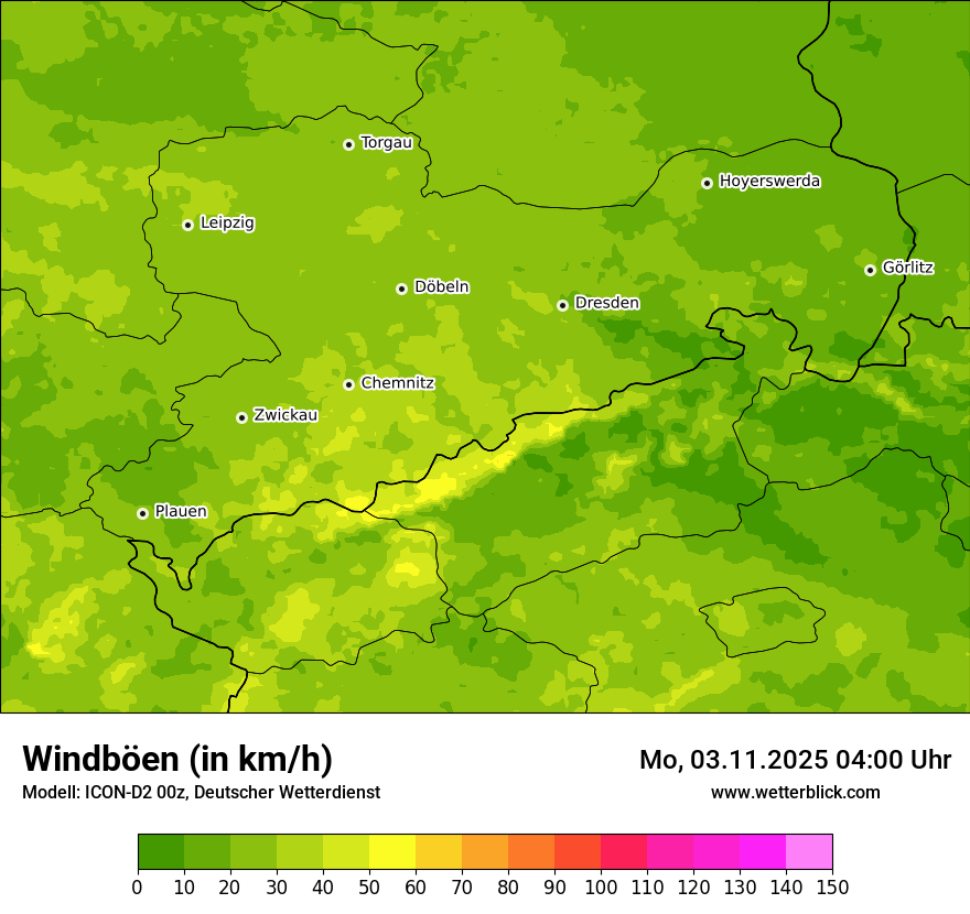 Modellkarten Windgeschwindigkeit