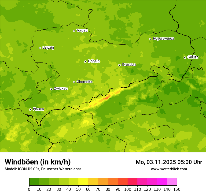 Modellkarten Windgeschwindigkeit