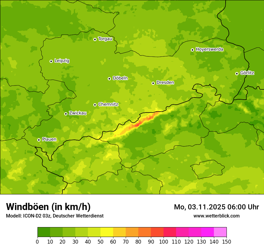 Modellkarten Windgeschwindigkeit