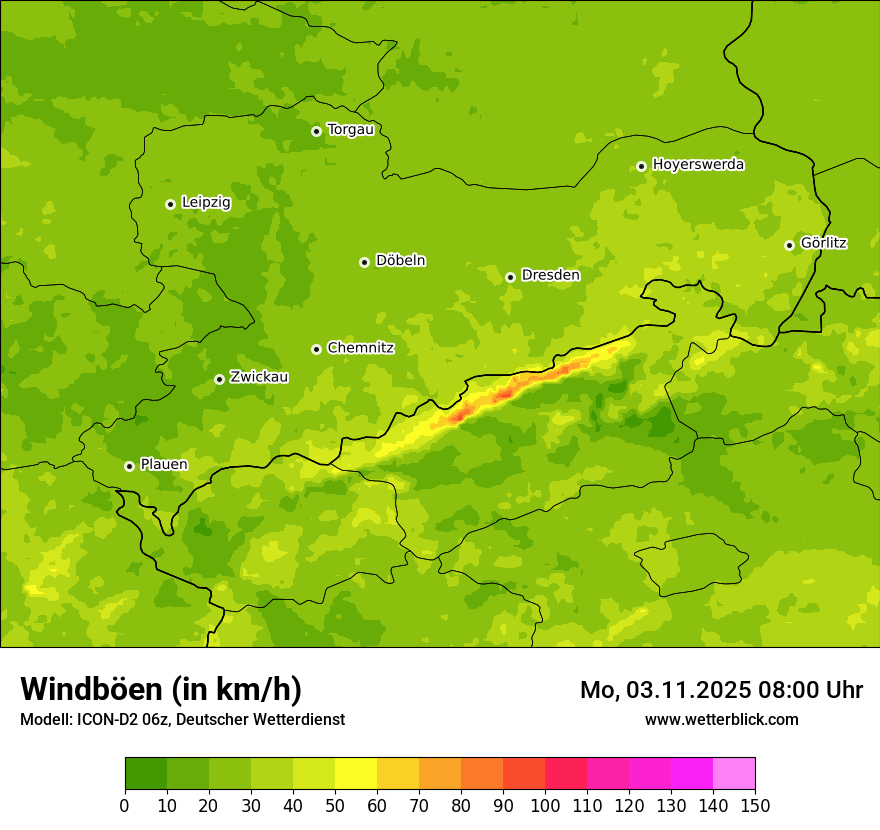 Modellkarten Windgeschwindigkeit
