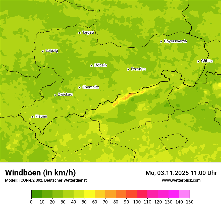 Modellkarten Windgeschwindigkeit