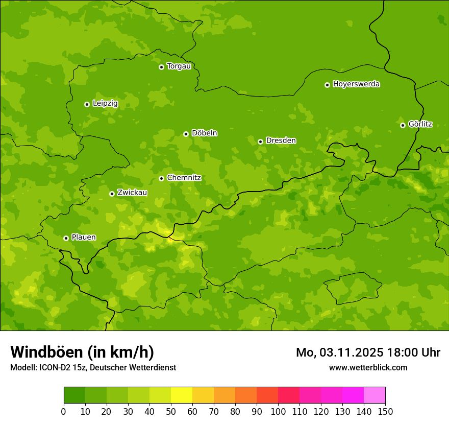 Modellkarten Windgeschwindigkeit