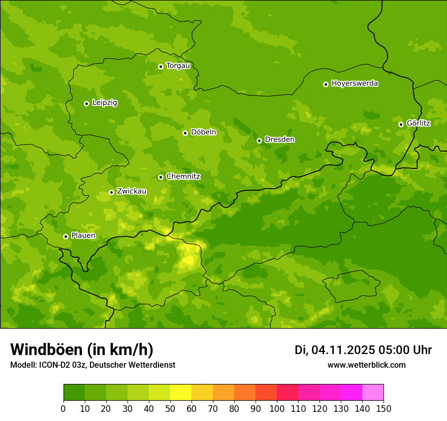 Modellkarten Windgeschwindigkeit