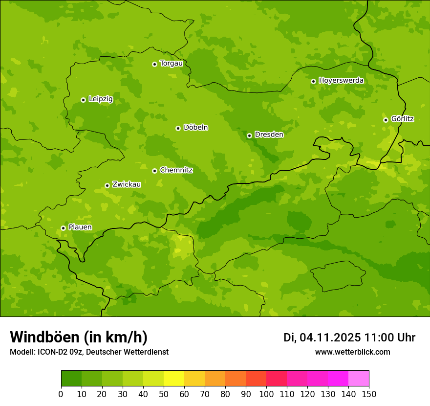 Modellkarten Windgeschwindigkeit