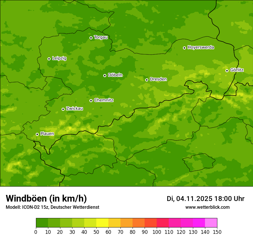 Modellkarten Windgeschwindigkeit