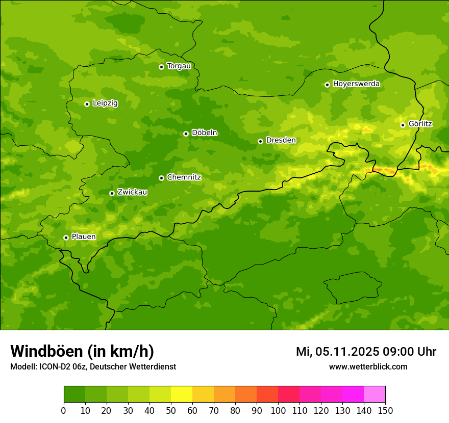 Modellkarten Windgeschwindigkeit