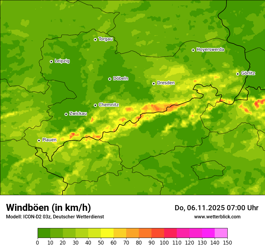 Modellkarten Windgeschwindigkeit