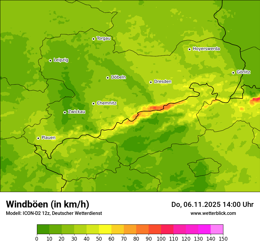 Modellkarten Windgeschwindigkeit