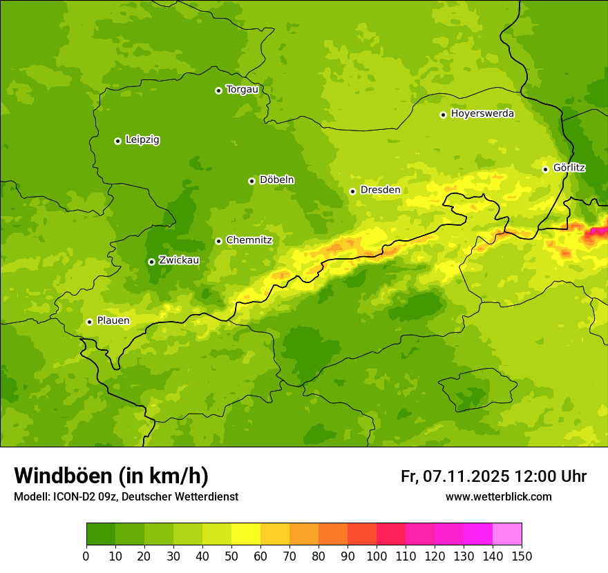 Modellkarten Windgeschwindigkeit