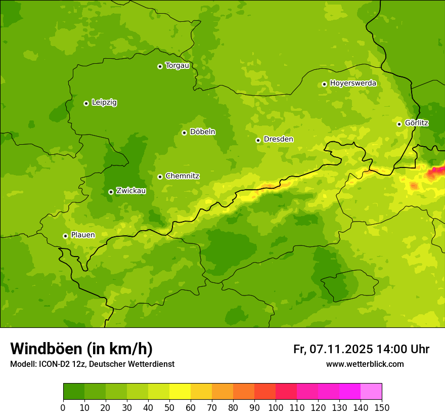 Modellkarten Windgeschwindigkeit